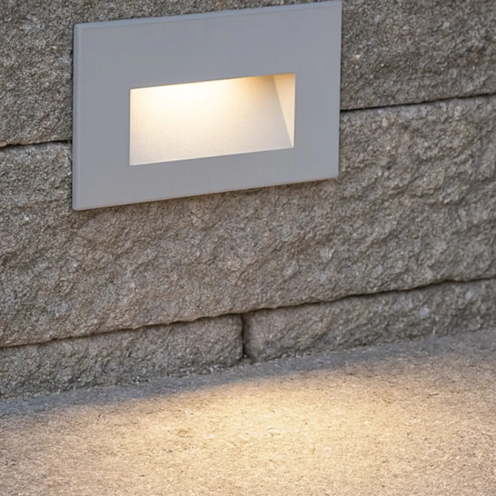 Segnapasso Led-Selezionato da Mazzolaluce Segnapasso da parete per esterno a incasso grigio led 3w 4000k ip65