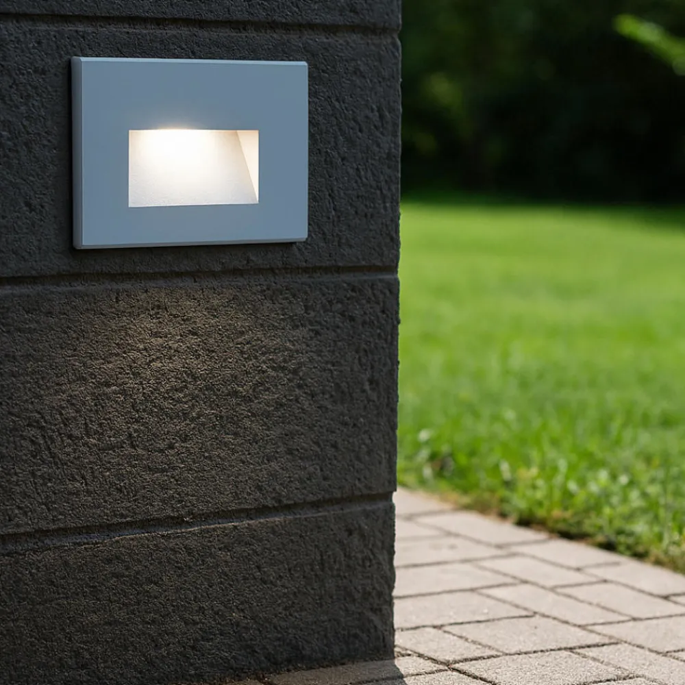 Segnapasso Led-Selezionato da Mazzolaluce Segnapasso da parete per esterno a incasso grigio led 3w 4000k ip65