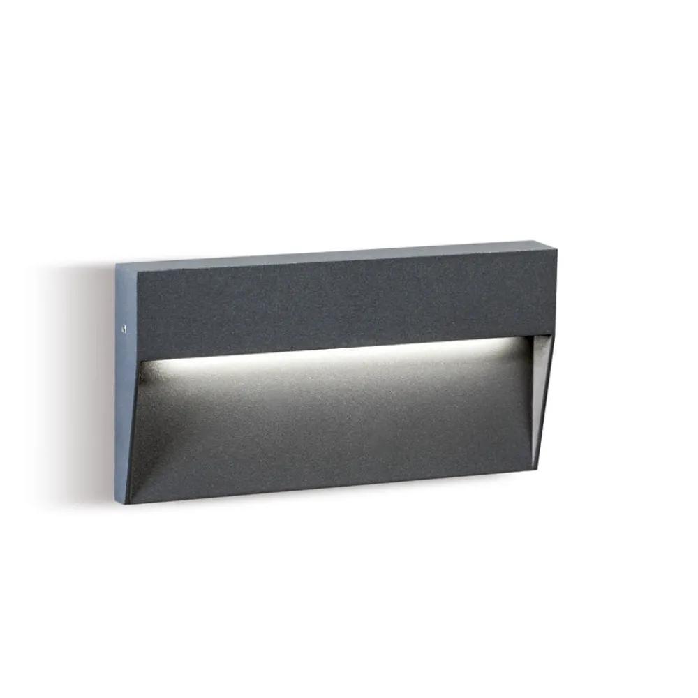 Segnapasso Led-Selezionato da Mazzolaluce Segnapasso da parete rettangolare grafite led 6w 3000k ip65
