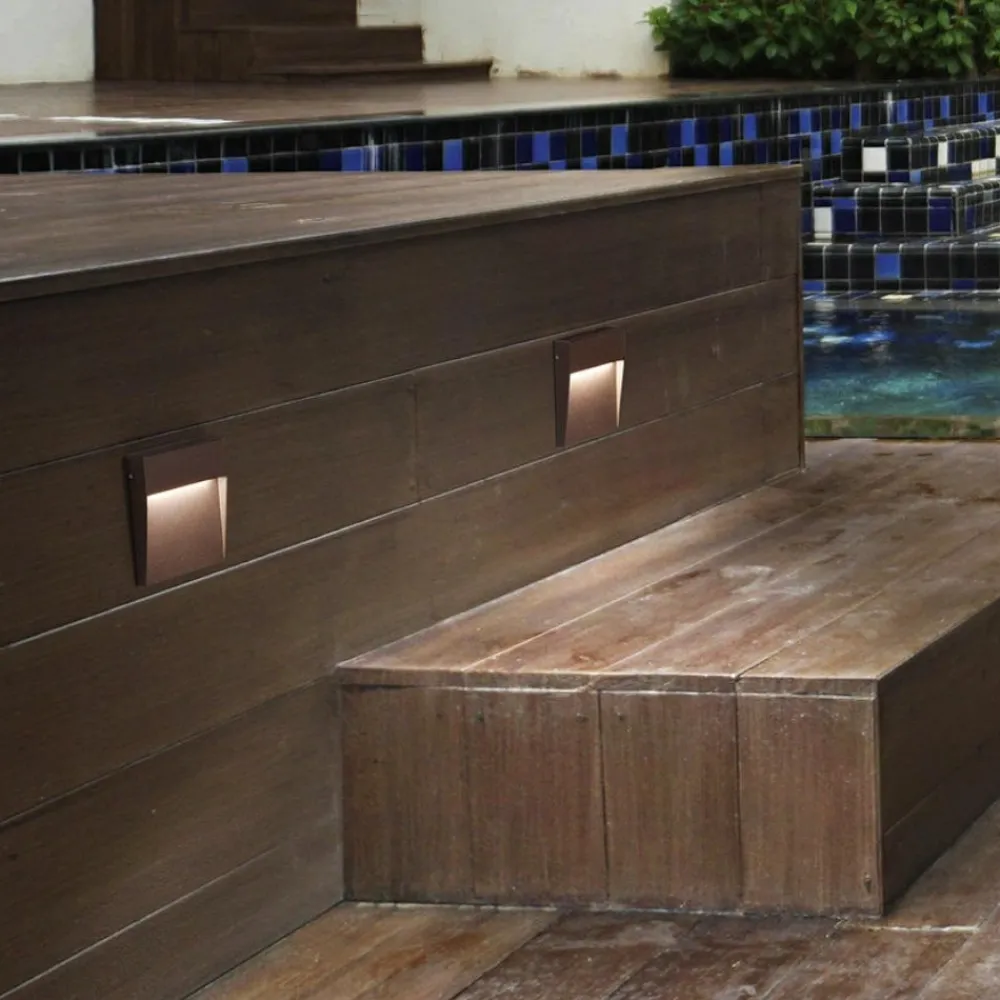 Segnapasso Led-Gea Luce Segnapasso esterno marrone led 3w 4000k quadrato