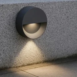 Segnapasso Led-Selezionato da Mazzolaluce Segnapasso led a parete per esterni 6w 4000k rotondo grafite ip65