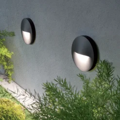 Segnapasso Led-Selezionato da Mazzolaluce Segnapasso led a parete 3w 3000k rotondo grafite per esterno ip65
