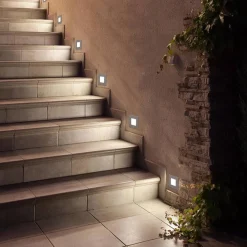 Segnapasso Led-Selezionato da Mazzolaluce Segnapasso led da esterno incasso parete 3000k quadrato acciaio inox
