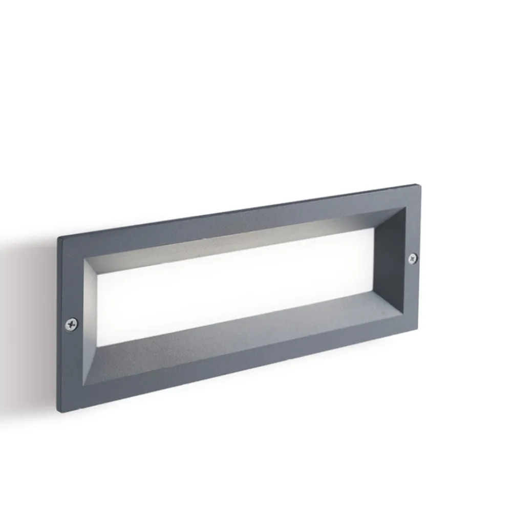Segnapasso Led-Selezionato da Mazzolaluce Segnapasso led da esterno 12w 3000k grafite da incasso a parete ip65