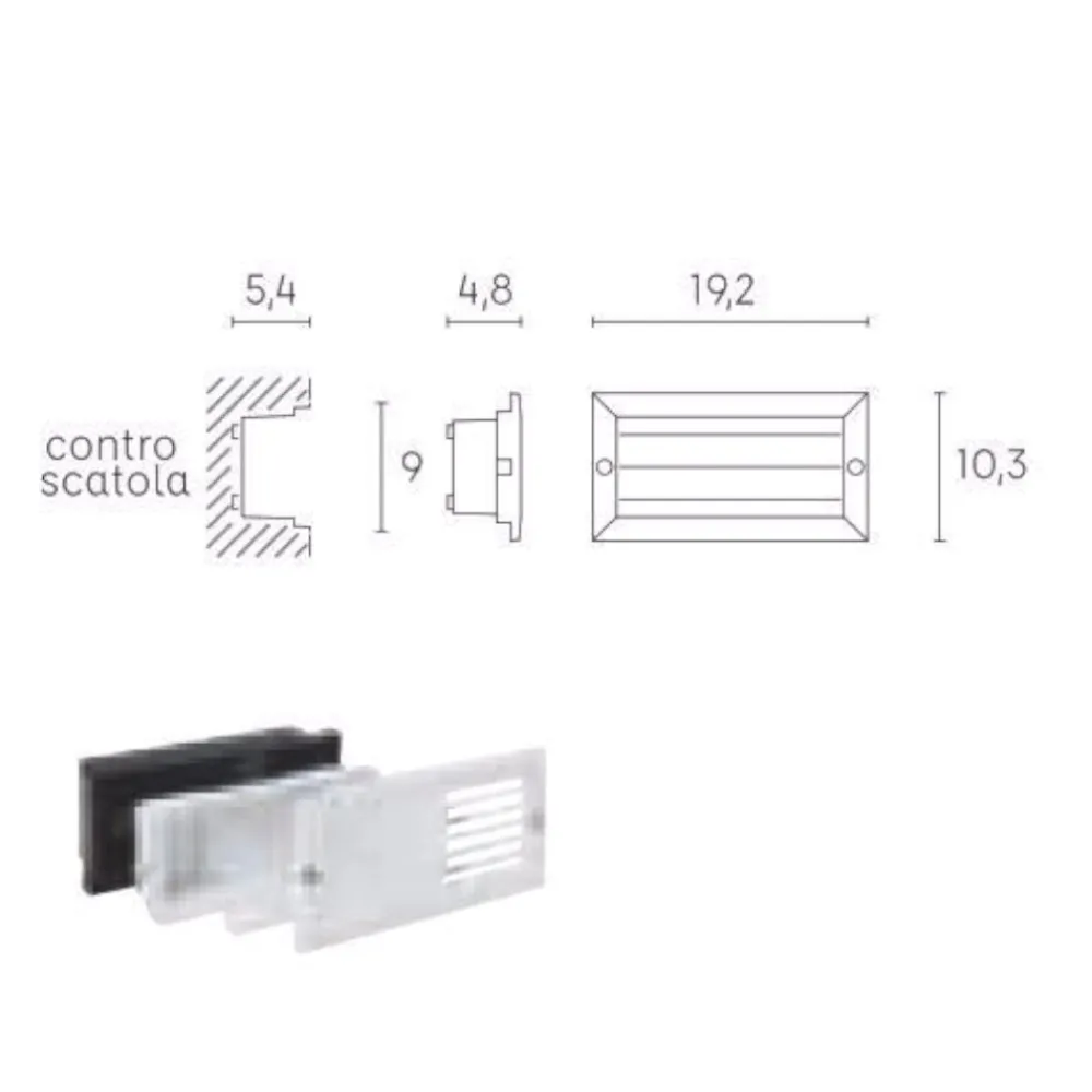 Segnapasso Led-Selezionato da Mazzolaluce Segnapasso led incasso parete per esterno 10w 3000k ip54 nero