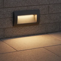 Segnapasso Led-Selezionato da Mazzolaluce Segnapasso led per esterni 3w 3000k ip65 incasso parete rettangolare antracite