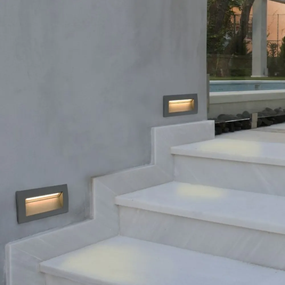 Segnapasso Led-Selezionato da Mazzolaluce Segnapasso led per esterni 3w 3000k ip65 incasso parete rettangolare antracite