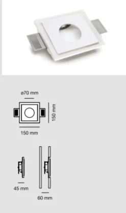 Segnapasso Led-Selezionato da Mazzolaluce Segnapasso led 24v 3.5w 4000k da incasso in gesso cristaly verniciabile