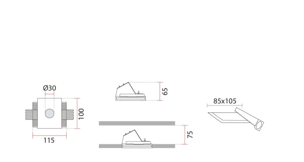 Segnapasso Led-Selezionato da Mazzolaluce Segnapasso led 2w 3000k faretto da incasso a scomparsa scala gesso cristaly