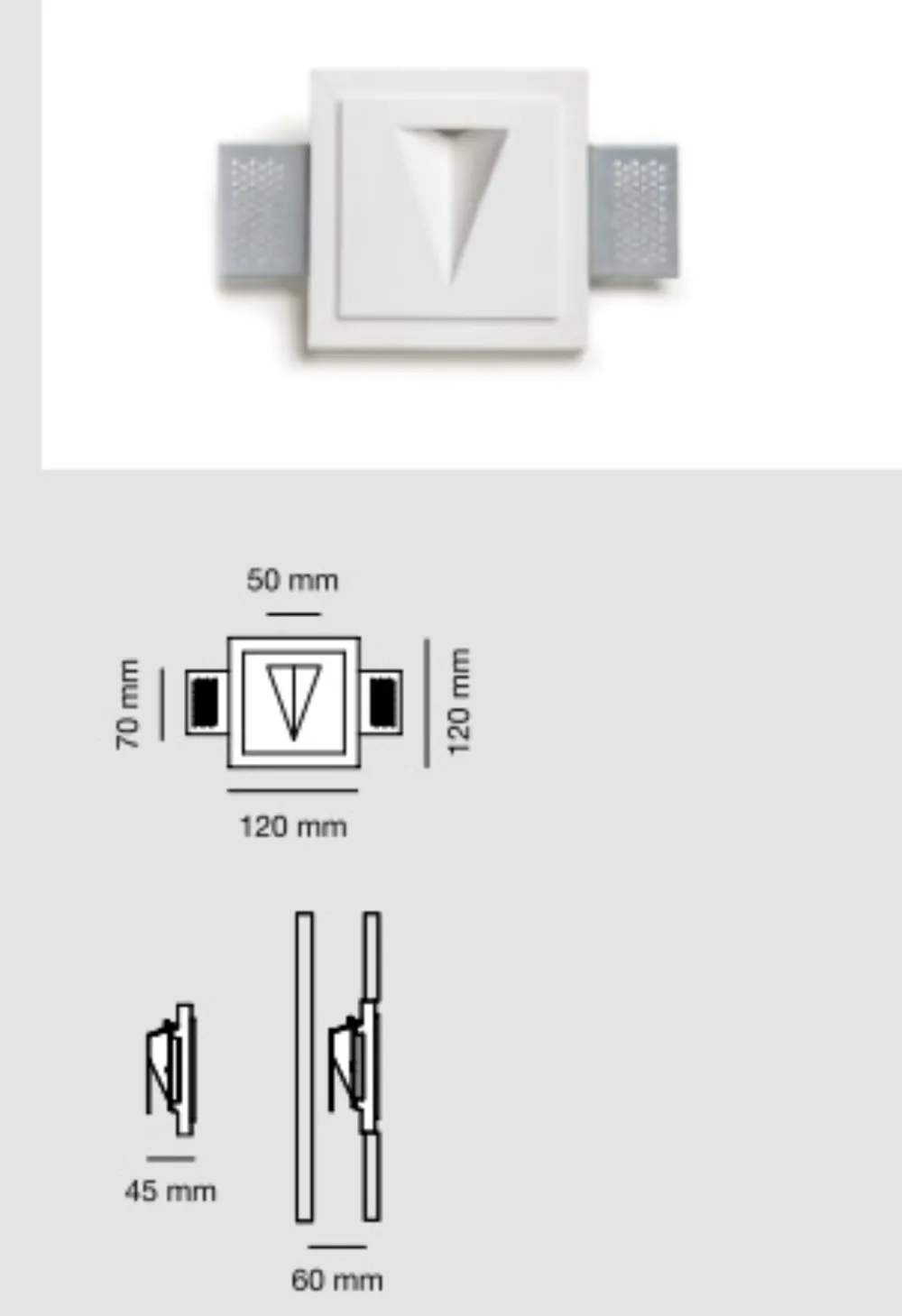 Segnapasso Led-Selezionato da Mazzolaluce Segnapasso led 2w 3000k moderno da incasso in gesso cristaly bianco