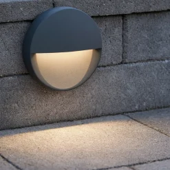 Segnapasso Led-Selezionato da Mazzolaluce Segnapasso rotondo per esterno led 8w 4000k da incasso a parete grafite