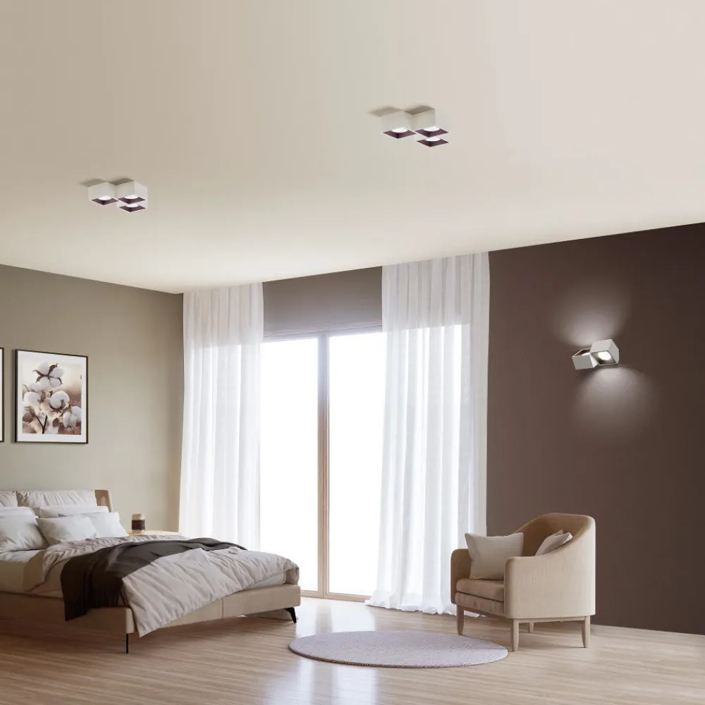 Applique Da Parete-Sforzin Illuminazione Sforzin applique di gesso bianco due luci quadrate nasso bronzo