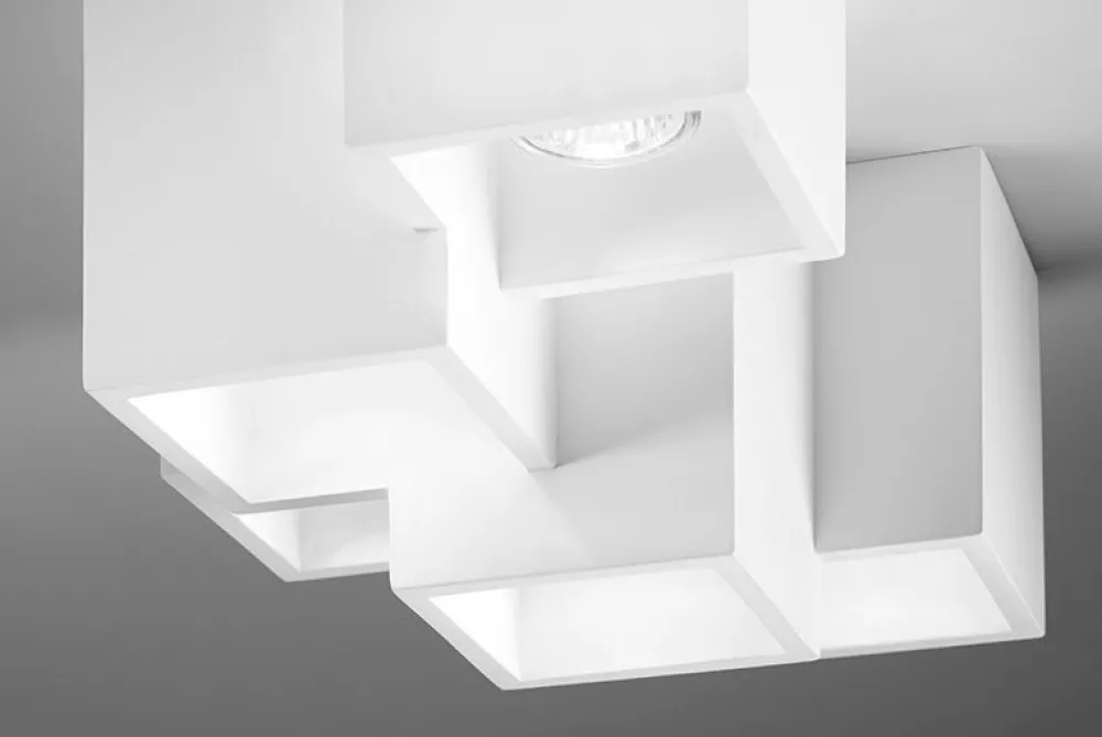 Plafoniere Moderne-Sforzin Illuminazione Sforzin herea plafoniera 5 faretti led moderna cubi di gesso bianco pitturabile
