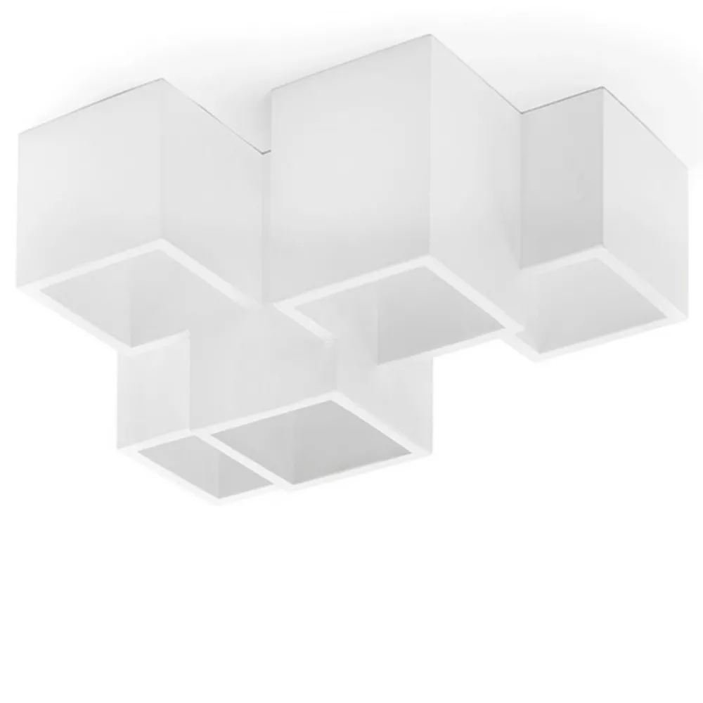 Plafoniere Moderne-Sforzin Illuminazione Sforzin herea plafoniera 5 faretti led moderna cubi di gesso bianco pitturabile