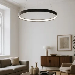 Lampadari Moderni-Sforzin Illuminazione Sforzin lampadario tondo moderno led 70w 3000k cerchio nero