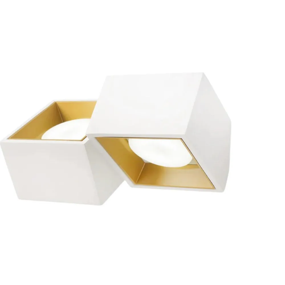 Applique Da Parete-Sforzin Illuminazione Sforzin nasso applique in gesso bianco dettagli oro due luci
