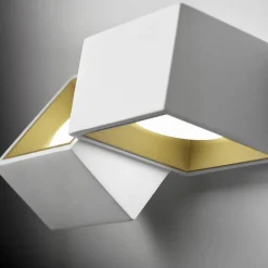 Applique Da Parete-Sforzin Illuminazione Sforzin nasso applique in gesso bianco dettagli oro due luci