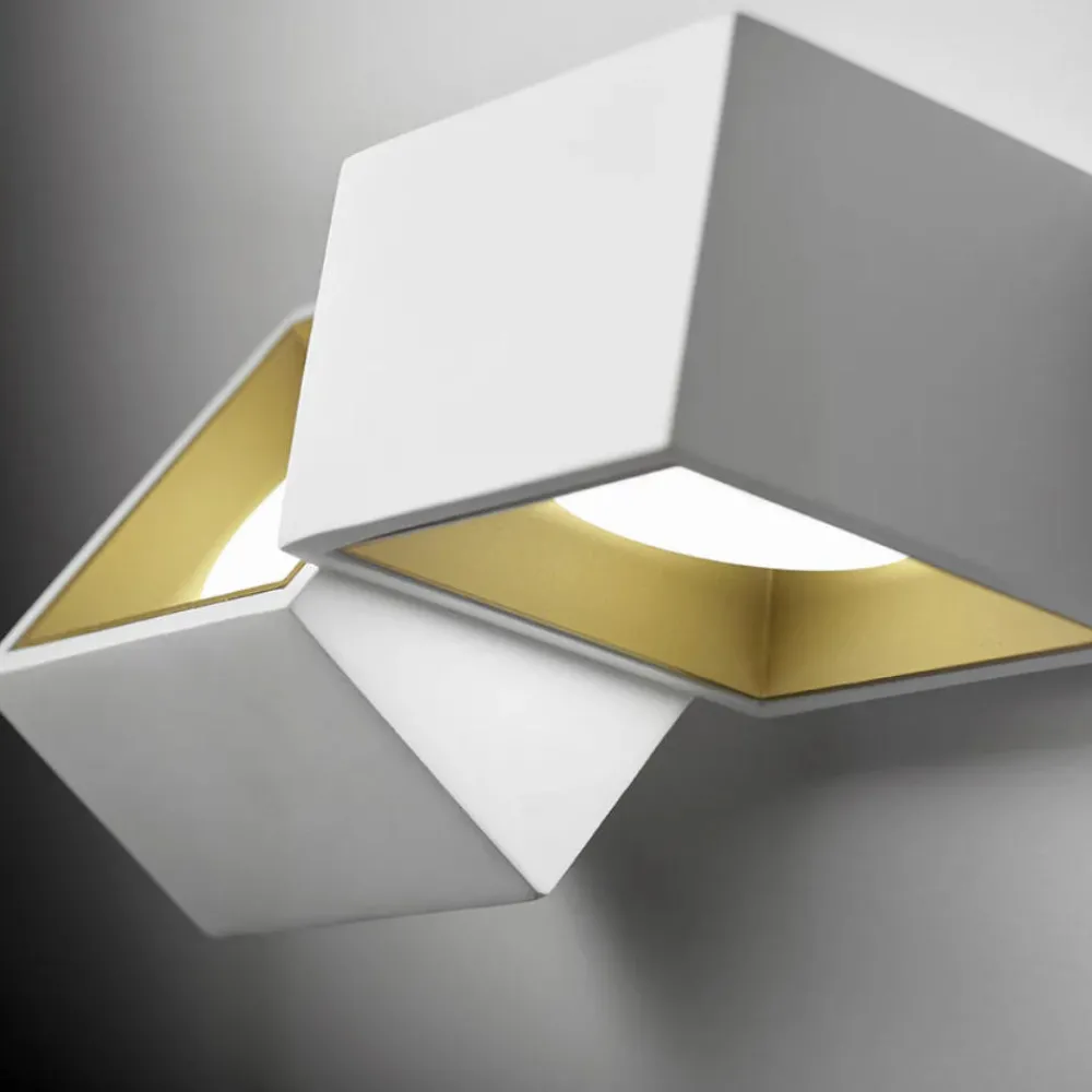 Applique Da Parete-Sforzin Illuminazione Sforzin nasso applique in gesso bianco dettagli oro due luci