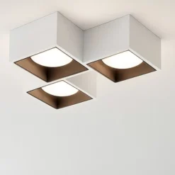 Plafoniere Moderne-Sforzin Illuminazione Sforzin nasso plafoniera quadrata in gesso dettagli bronzo 3 luci
