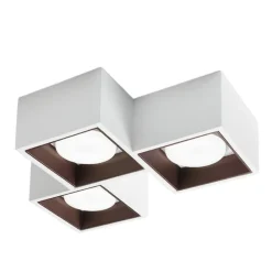 Plafoniere Moderne-Sforzin Illuminazione Sforzin nasso plafoniera quadrata in gesso dettagli bronzo 3 luci