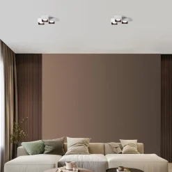 Plafoniere Moderne-Sforzin Illuminazione Sforzin nasso plafoniera quadrata in gesso dettagli bronzo 3 luci