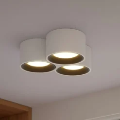 Plafoniere Moderne-Sforzin Illuminazione Sforzin plafoniera di gesso bianco 3 luci nasso nera