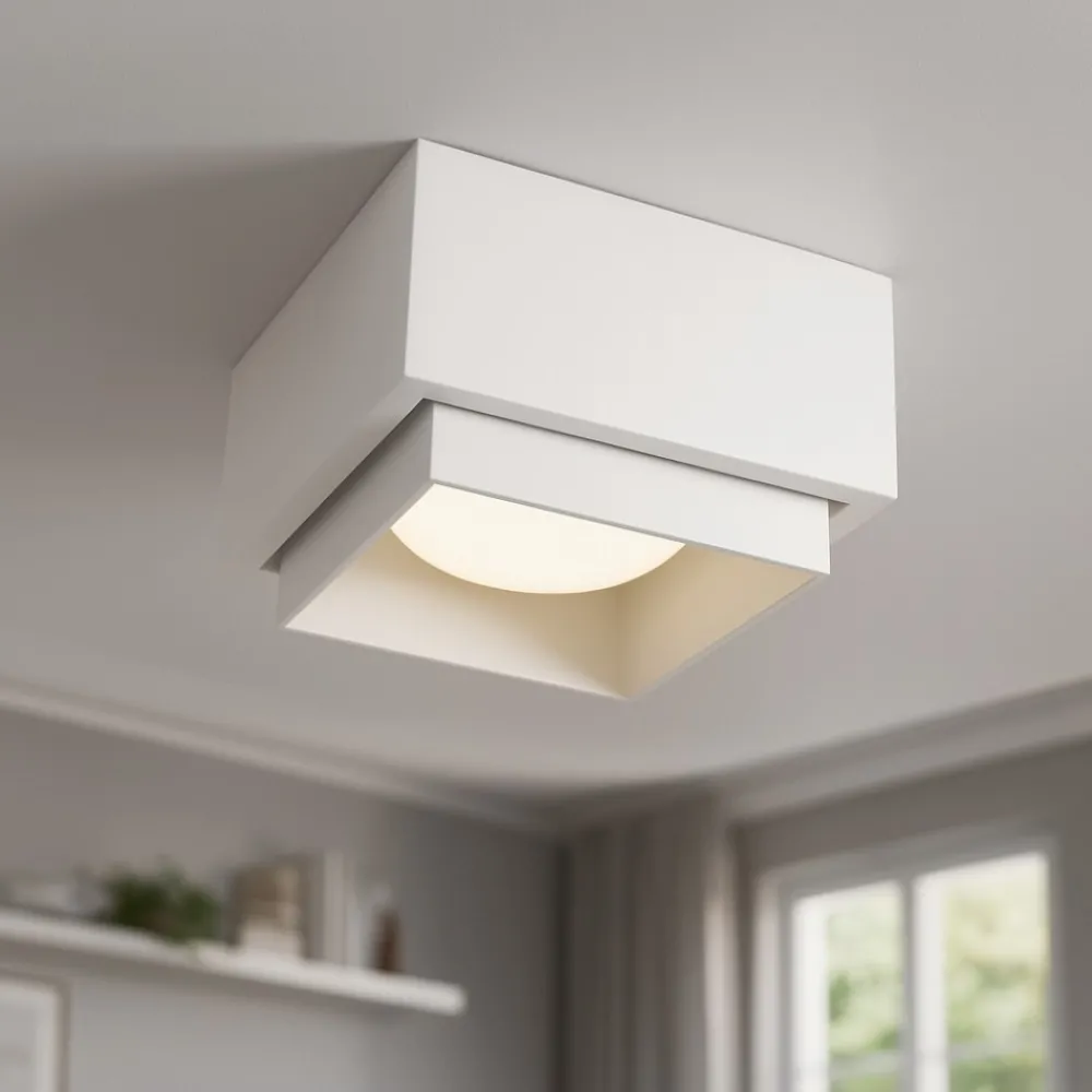 Plafoniere Moderne-Sforzin Illuminazione Sforzin syme plafoniera quadrata da soffitto bianca