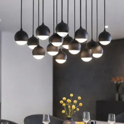 Lampadari Moderni-Vivida International Shallow vivida lampadario cascata nero per salotto led 40w 3000k