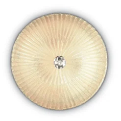 Plafoniere Moderne-Ideal Lux Shell pl6 plafoniera 60cm rotonda vetro ambra da cucina