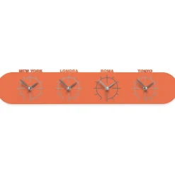 Orologi Da Parete Moderni-Selezionato da Mazzolaluce Singapore grande orologio da parete moderno legno colore arancione da parete fusi orari