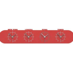 Orologi Da Parete Moderni-Selezionato da Mazzolaluce Singapore orologio fusi orari da parete legno rosso