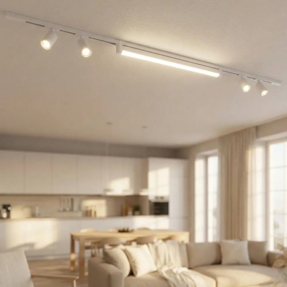 Illuminazione A Binario-Selezionato da Mazzolaluce Sistema a binario 200cm bianco led 40w 3000k con spot orientabili