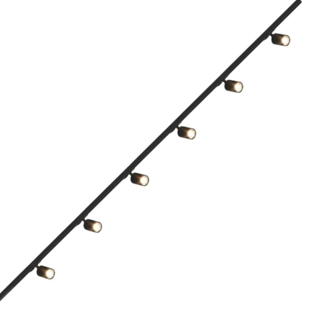 Illuminazione A Binario-Selezionato da Mazzolaluce Sistema a binario 200cm monofase nero con 6 luci spot orientabili