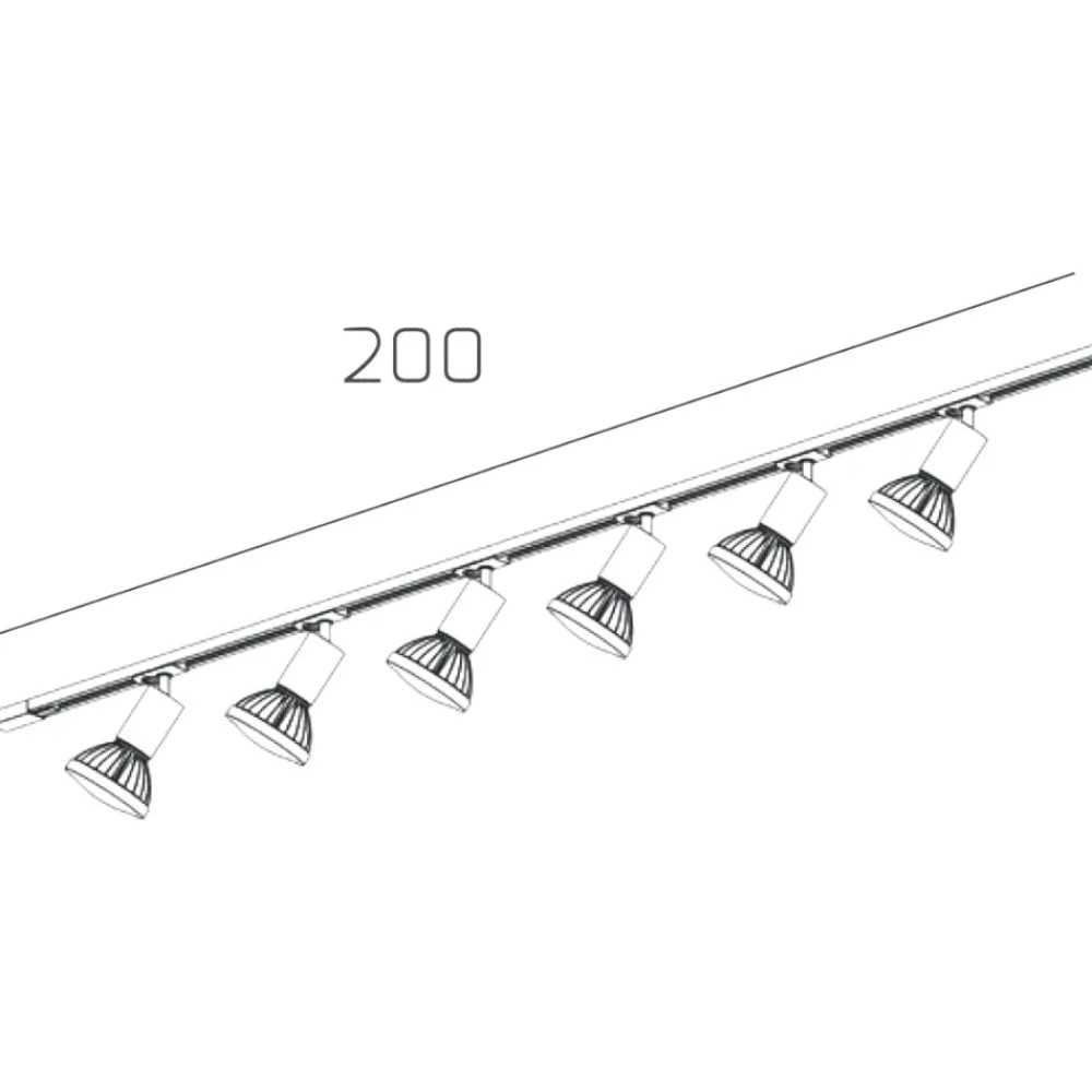 Illuminazione A Binario-Selezionato da Mazzolaluce Sistema a binario 200cm monofase nero con 6 luci spot orientabili