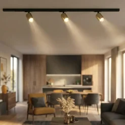 Illuminazione A Binario-Selezionato da Mazzolaluce Sistema a binario 100cm monofase led 3 spot orientabili nero oro