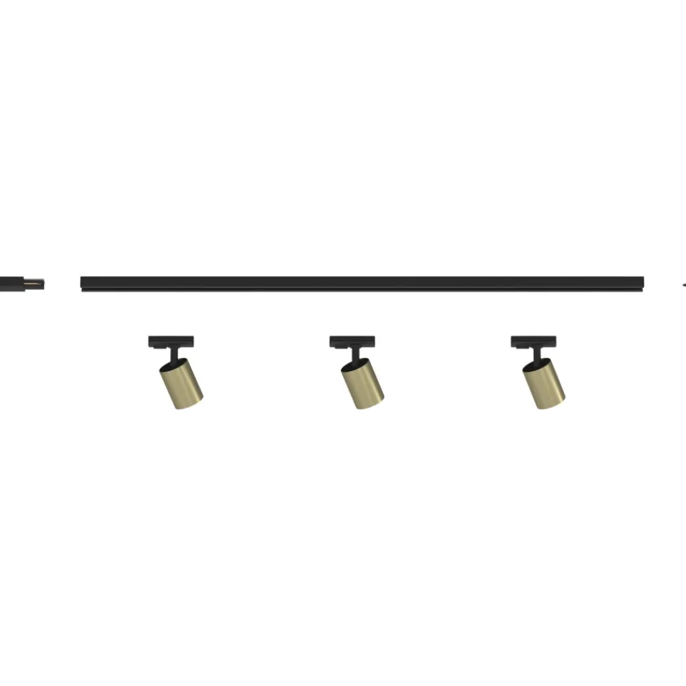 Illuminazione A Binario-Selezionato da Mazzolaluce Sistema a binario 100cm monofase led 3 spot orientabili nero oro
