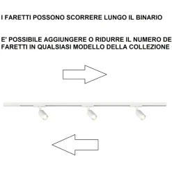 Illuminazione A Binario-Top Light Sistema a binario monofase 100cm bianco con 3 luci spot orientabili