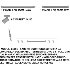 Illuminazione A Binario-Selezionato da Mazzolaluce Sistema binario ad angolo 300cm nero led 3000k con spot orientabili