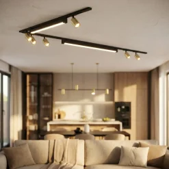 Illuminazione A Binario-Selezionato da Mazzolaluce Sistema binario angolare 300cm nero oro led 3000k con spot monofase