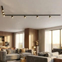 Illuminazione A Binario-Selezionato da Mazzolaluce Sistema binario 300cm ad angolo monofase nero 7 spot