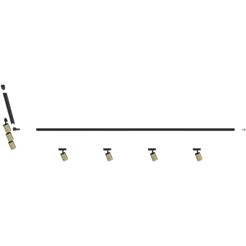Illuminazione A Binario-Selezionato da Mazzolaluce Sistema binario 300cm angolo nero oro monofase 7 spot