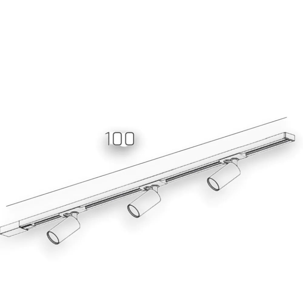 Illuminazione A Binario-Selezionato da Mazzolaluce Sistema binario 100cm bianco con 3 spot orientabili