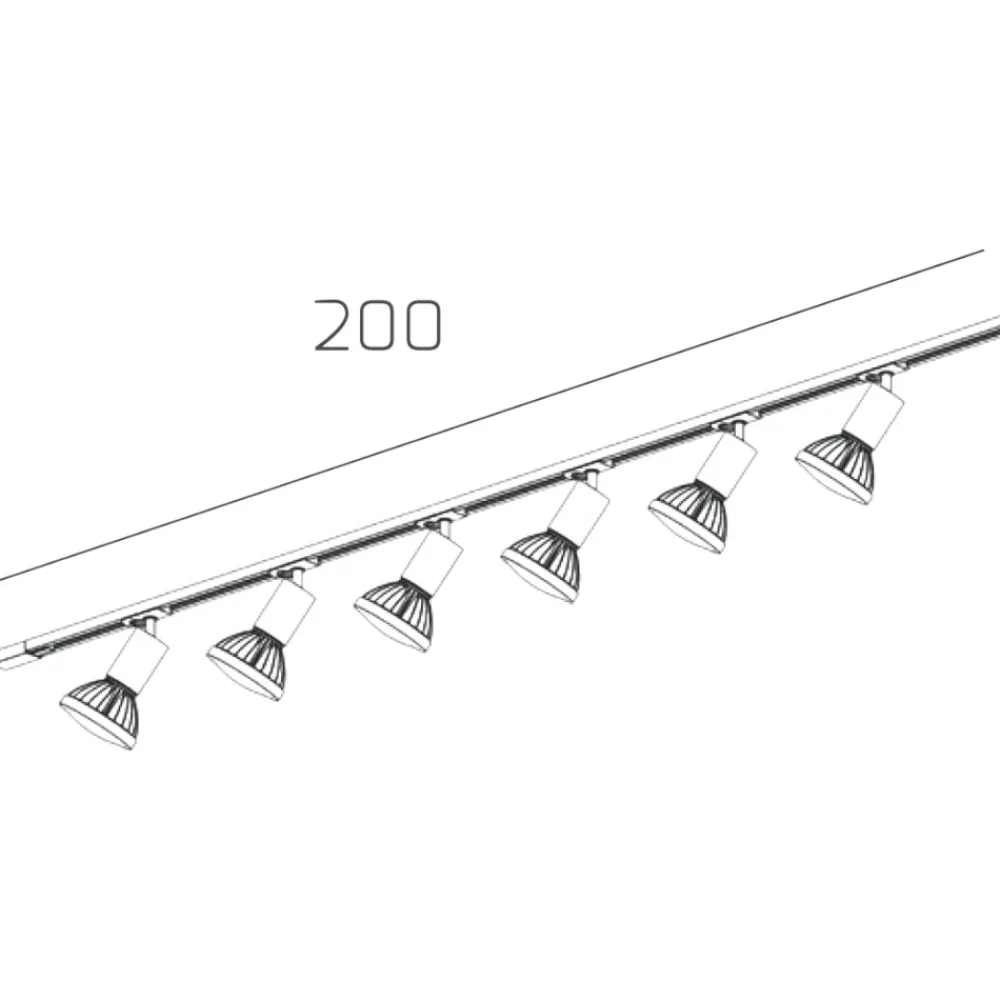 Illuminazione A Binario-Selezionato da Mazzolaluce Sistema binario 200cm bianco monofase con 6 spot orientabili