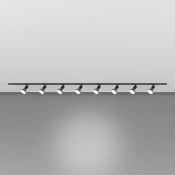 Illuminazione A Binario-Selezionato da Mazzolaluce Sistema binario 300cm monofase nero 8 spot e27 orientabili