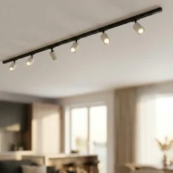 Illuminazione A Binario-Selezionato da Mazzolaluce Sistema binario 200cm nero elettrificato con 6 spot sabbia monofase