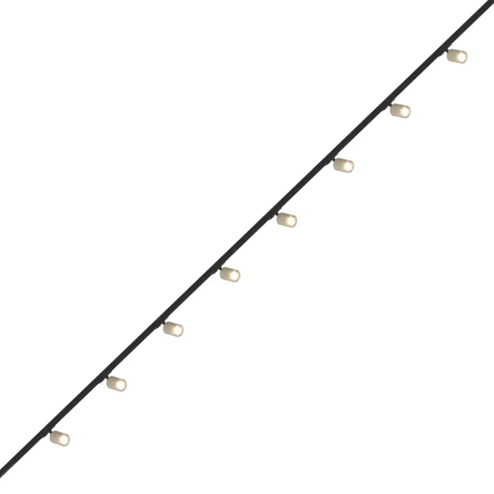 Illuminazione A Binario-Selezionato da Mazzolaluce Sistema binario 300cm sabbia monofase elettrificato nero con 8 spot