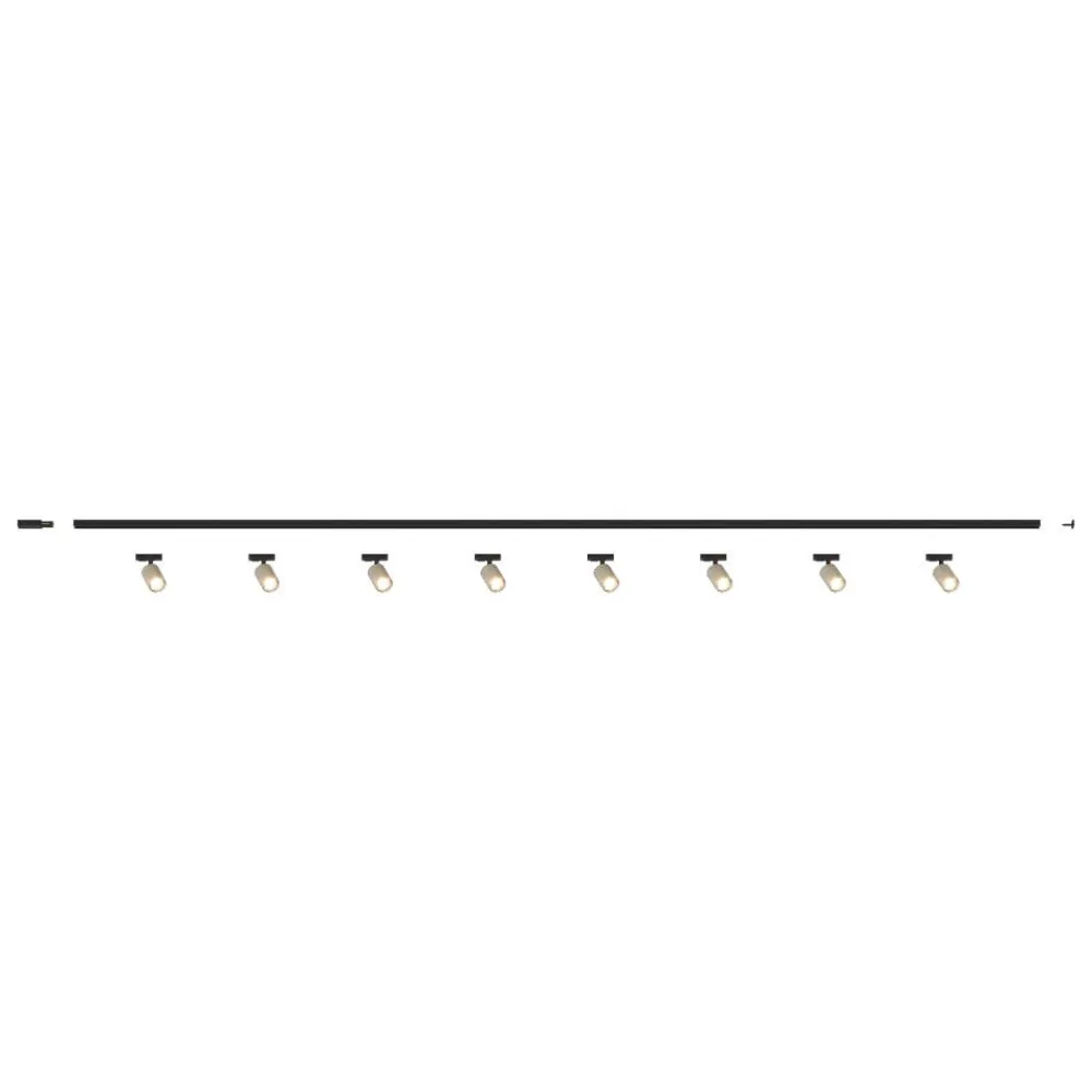 Illuminazione A Binario-Selezionato da Mazzolaluce Sistema binario 300cm sabbia monofase elettrificato nero con 8 spot