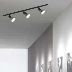 Illuminazione A Binario-Selezionato da Mazzolaluce Sistema binario monofase nero 3 spot e27 orientabili