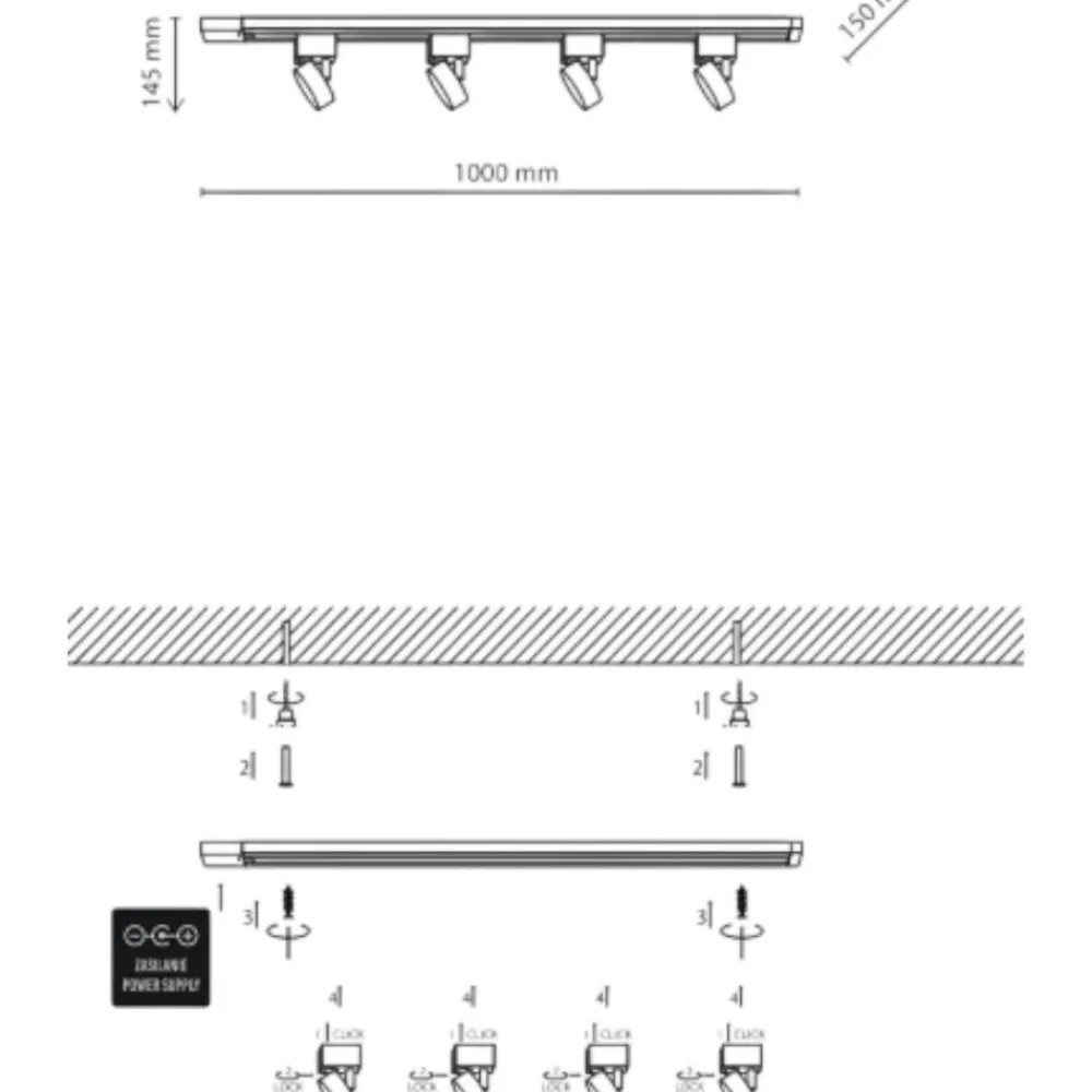 Illuminazione A Binario-Selezionato da Mazzolaluce Sistema binario trifase 100cm bianco con 4 faretti gx53 orientabili