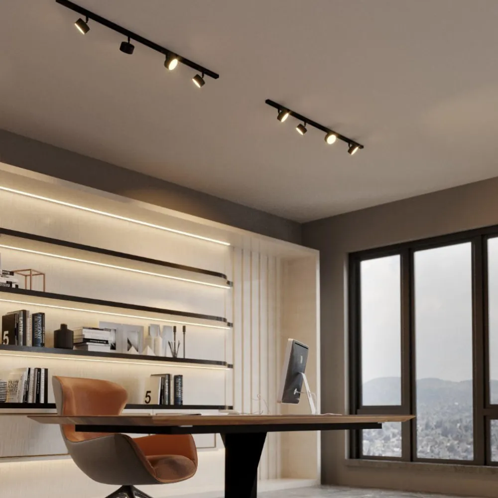 Illuminazione A Binario-Selezionato da Mazzolaluce Sistema binario trifase 100cm nero con faretti gx53 orientabili